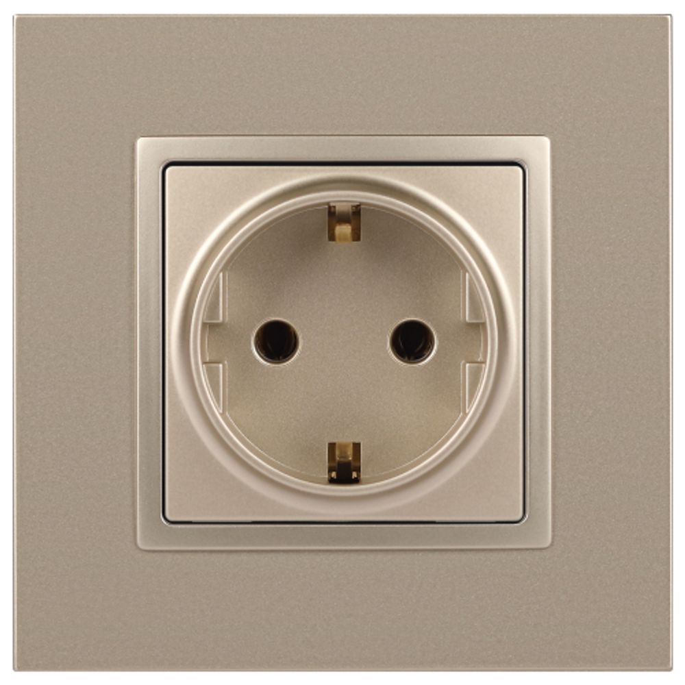 Розетка ЭРА Elegance 14-2102-04 с заземлением 2P+E Schuko со шторками 16A-250В IP20 шампань | Эра Elegance