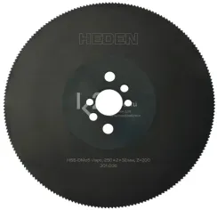 Диск пильный Heden из быстрорежущей стали HSS-DMo5 с покрытием Vapo, 250х2х32 мм, Z=200
