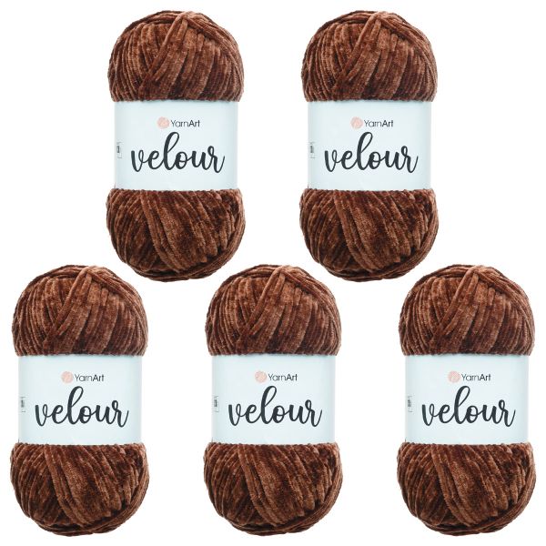 Пряжа YarnArt (ЯрнАрт) Velour / уп.5 мот. по 100 г, 170м, 852 шоколад