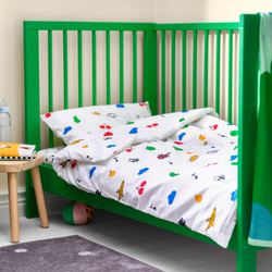 IKEA GRÖNFINK  (ИКЕА ГРЁНФИНК)  -  Пододеяльник с наволочкой для детской кроватки - разноцветный 110x125/35x55 см