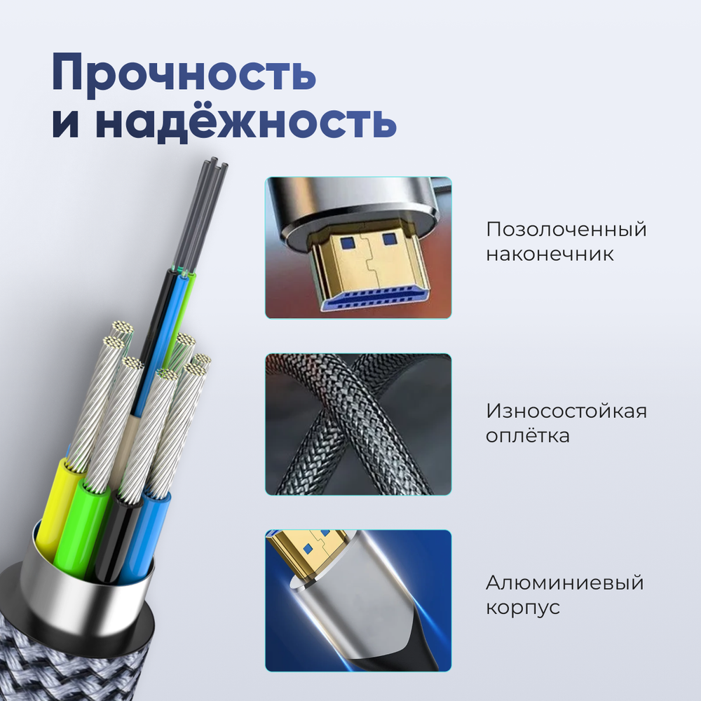 Кабель ARLogia HDMI 8K оплётка ткань 1M