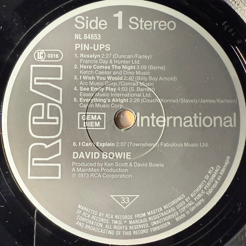 Bowie ‎– Pinups (Германия 1983г.)