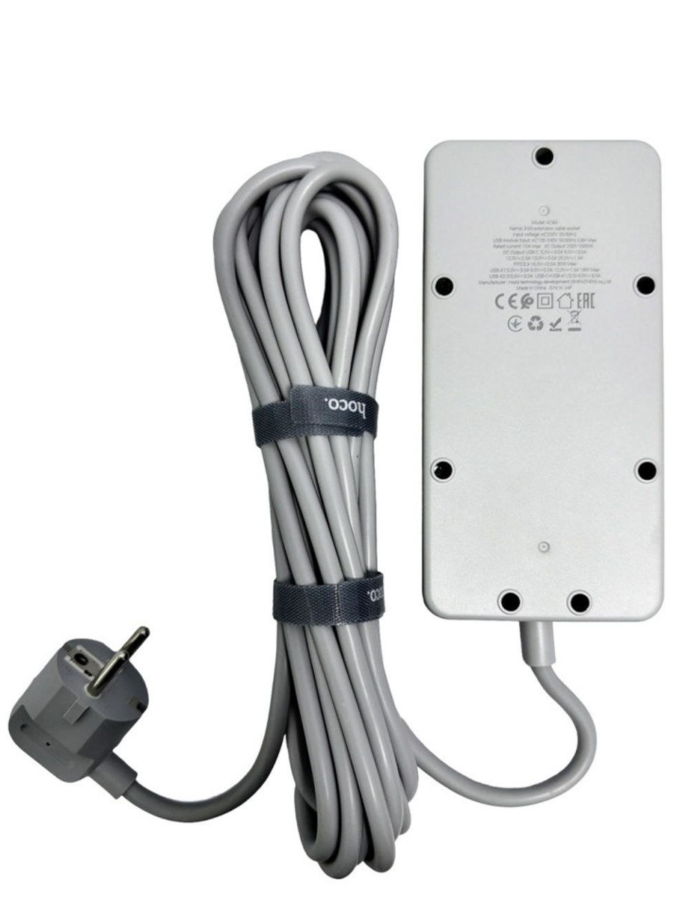 Сетевой фильтр Hoco AC8A 3 розетки/3USB/1USB-C 5м черный