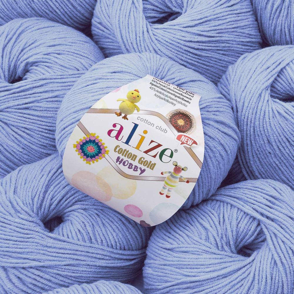 Пряжа Alize (Ализе) Cotton Gold Hobby New / уп.10 мот. по 50 г, 165 м, 40 синий