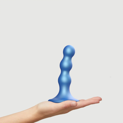 Фаллоимитатор Strap-On-Me Dildo Plug Balls синий металлик L, 16,5 см