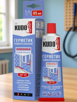 Герметик силиконовый универсальный белый, в тюбике 85 мл, KUDO