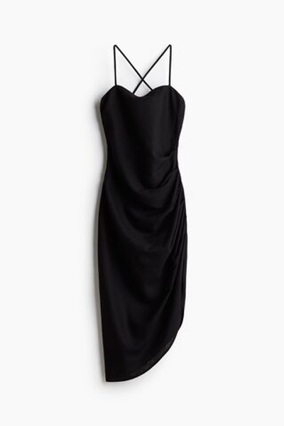Платье из смеси льна с драпировкой - H&M