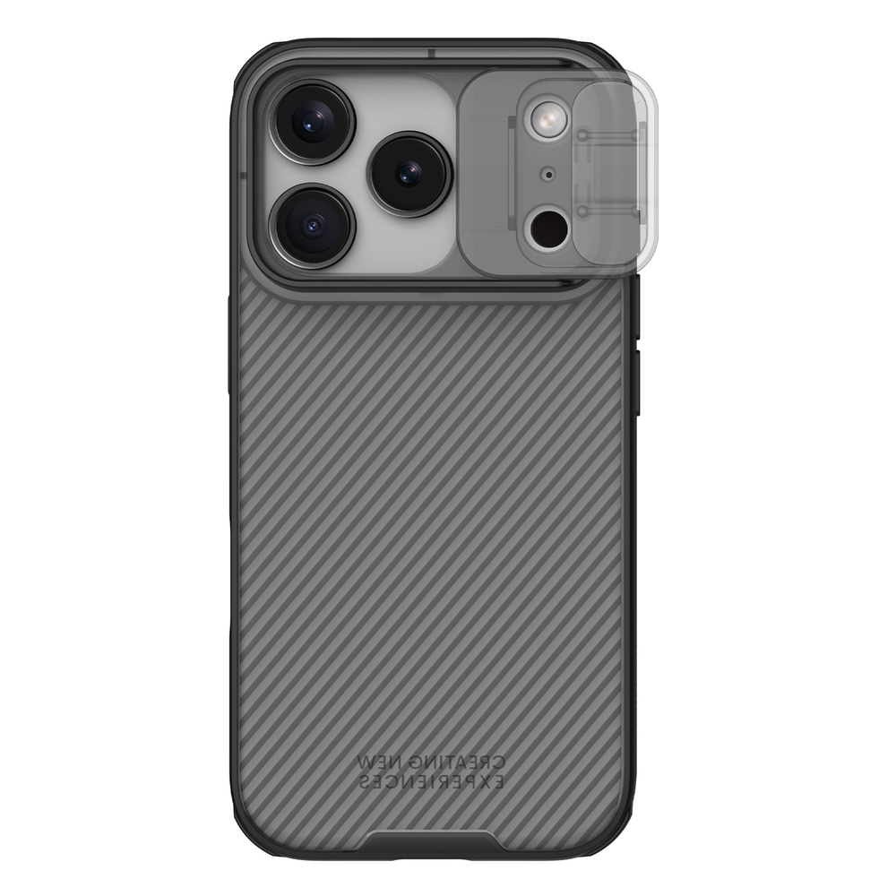 Чехол тонированный прозрачный на iPhone 17 Pro, серия CamShield Pro от Nillkin (с двойной защитной шторкой для камеры)