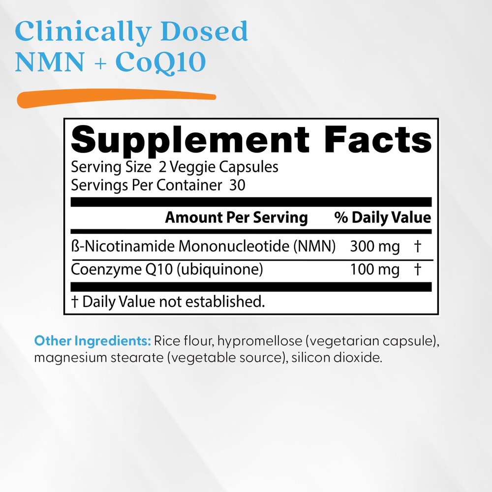 Doctor's Best, NMN и коэнзим Q10, 60 растительных капсул