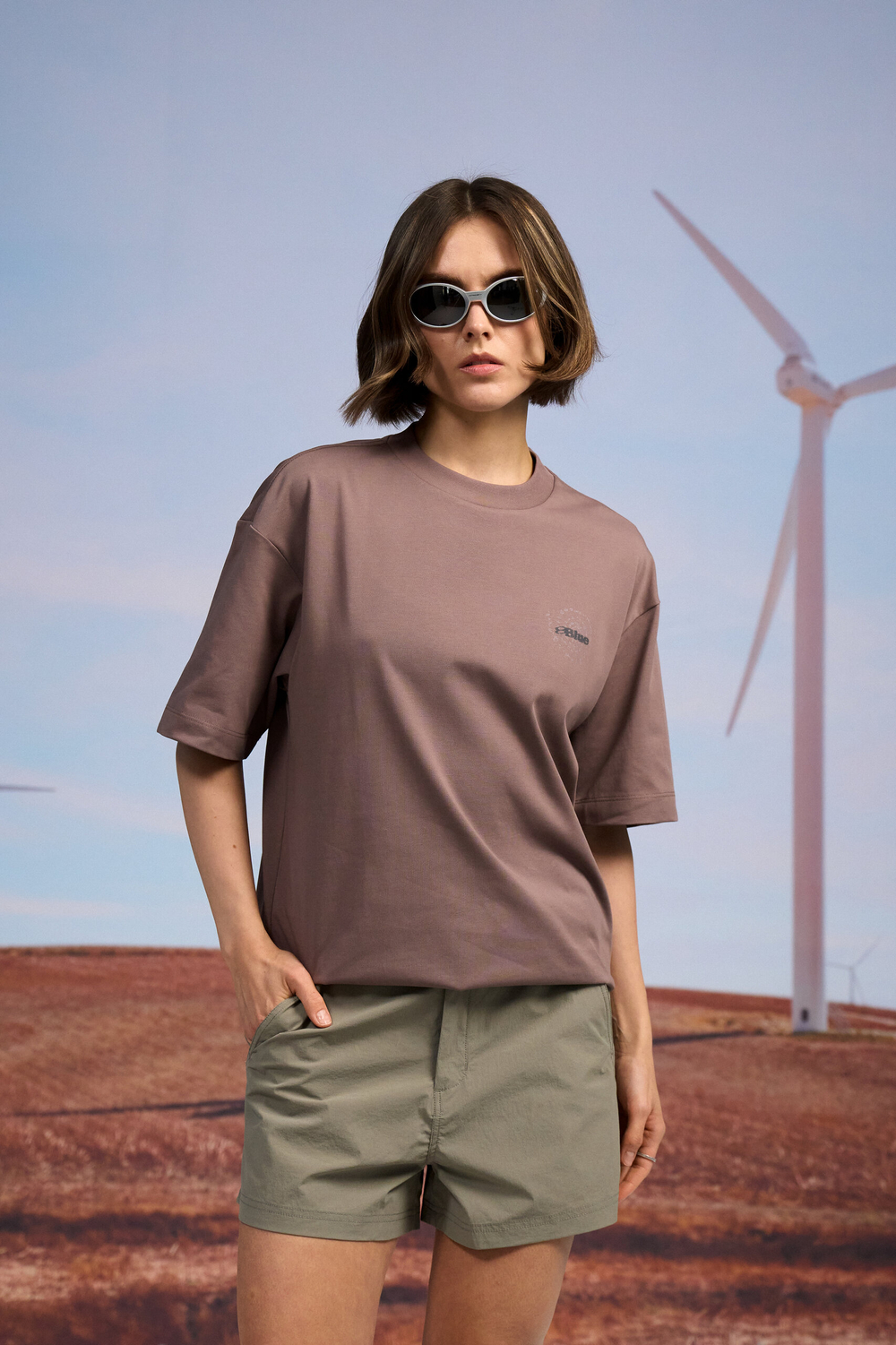 Футболка Nothomme Blue Monte Swirl Stone Print T-Shirt "Tulin Orange Palm"