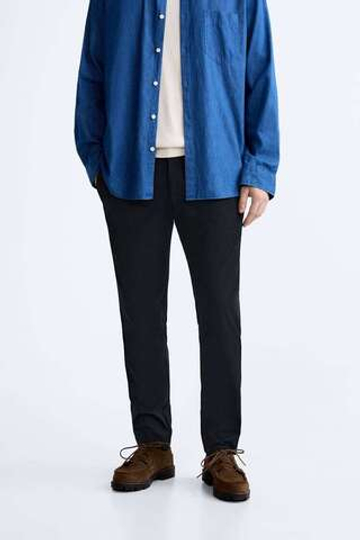ZARA БРЮКИ SLIM FIT COMFORT, МОРСКОЙ СИНИЙ