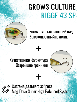 Воблер Минноу Rigge 43SP 43 мм 4 г цвет 27 Blue Gill