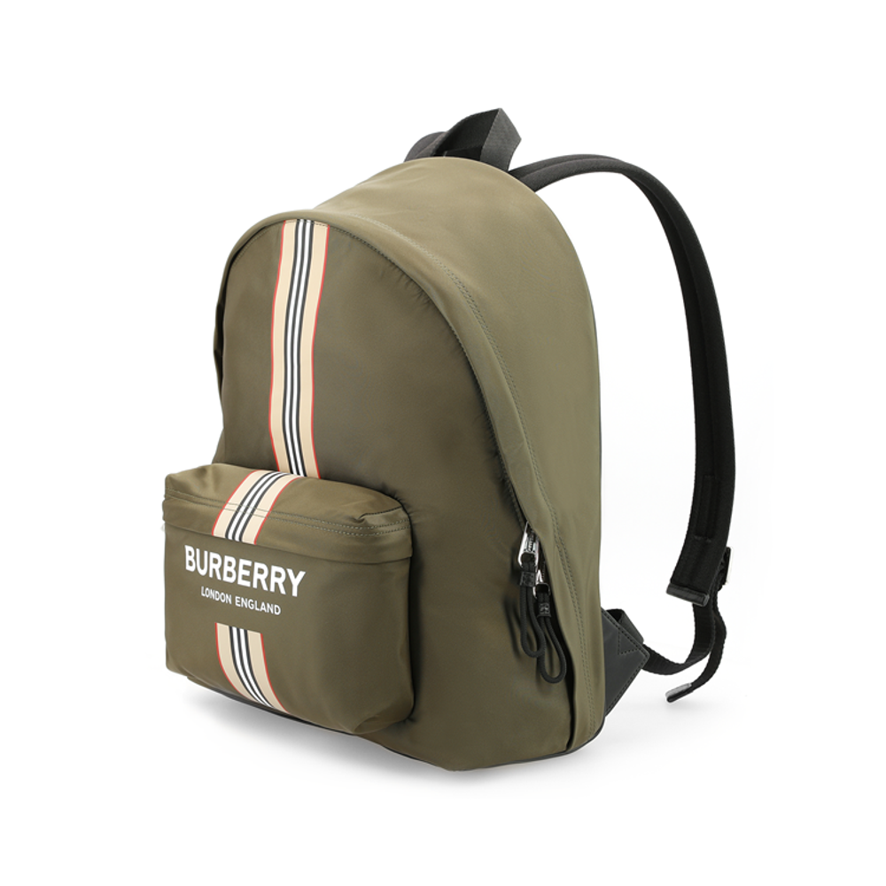 Burberry Logo And Icon Stripe Backpack Green/Beige