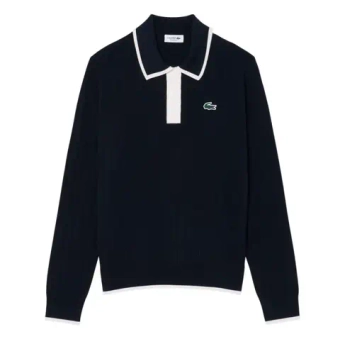 Женская Кофта теннисная Lacoste Polo Collar Stretch Sweater - navy blue/white
