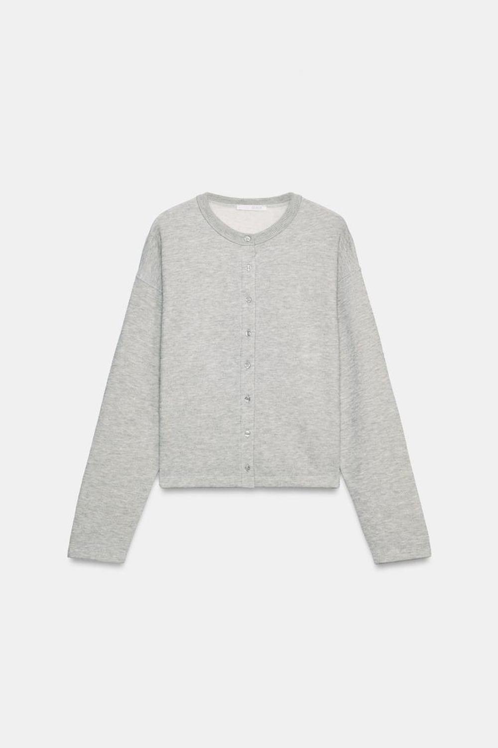 ZARA ТРИКОТАЖНЫЙ ЖАКЕТ С ПУГОВИЦАМИ, СЕРЫЙ МЕЛАНЖ