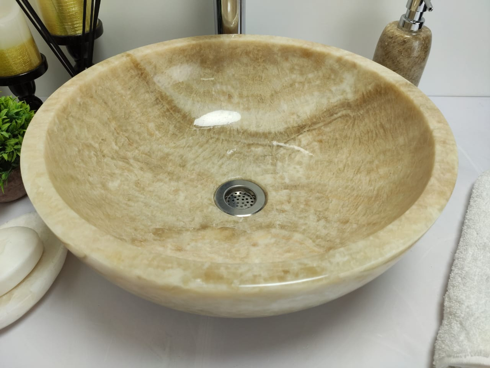 Раковина из оникса Bowl Yellow BO-60324 40x40x15 из натурального камня