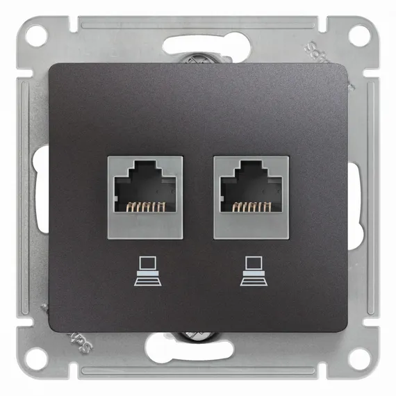 Розетка компьютерная RJ45 + RJ45 Cat 5e Systeme Electric Glossa Графит GSL001385KK