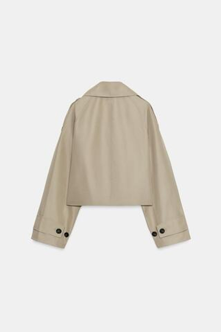 ZARA КОРОТКАЯ ДВУБОРТНАЯ КУРТКА-ТРЕНЧ, РЫЖЕВАТО-КОРИЧНЕВЫЙ