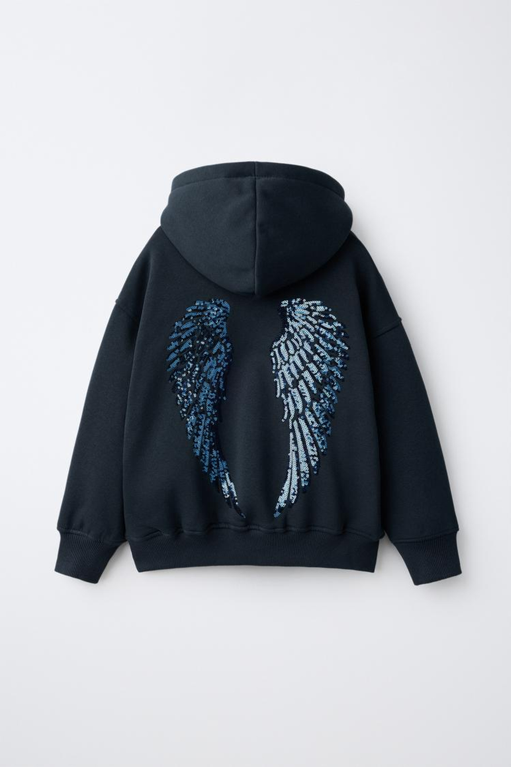 ZARA ХУДИ С ПАЙЕТКАМИ И КРЫЛЬЯМИ, МОРСКОЙ СИНИЙ