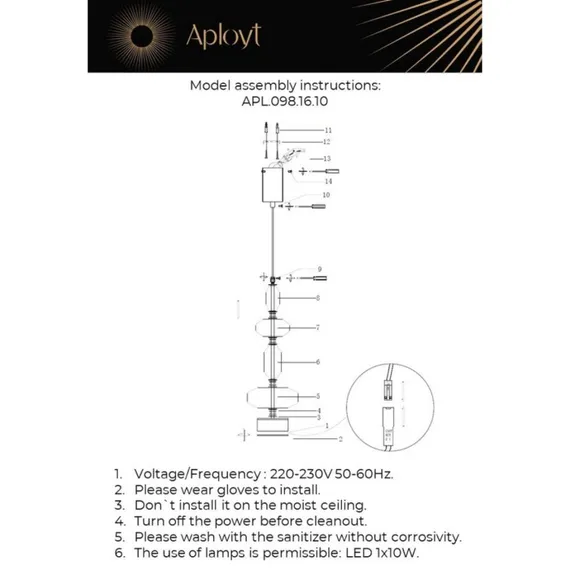 Подвесной светильник Viktoir APL.098.16.10 Aployt