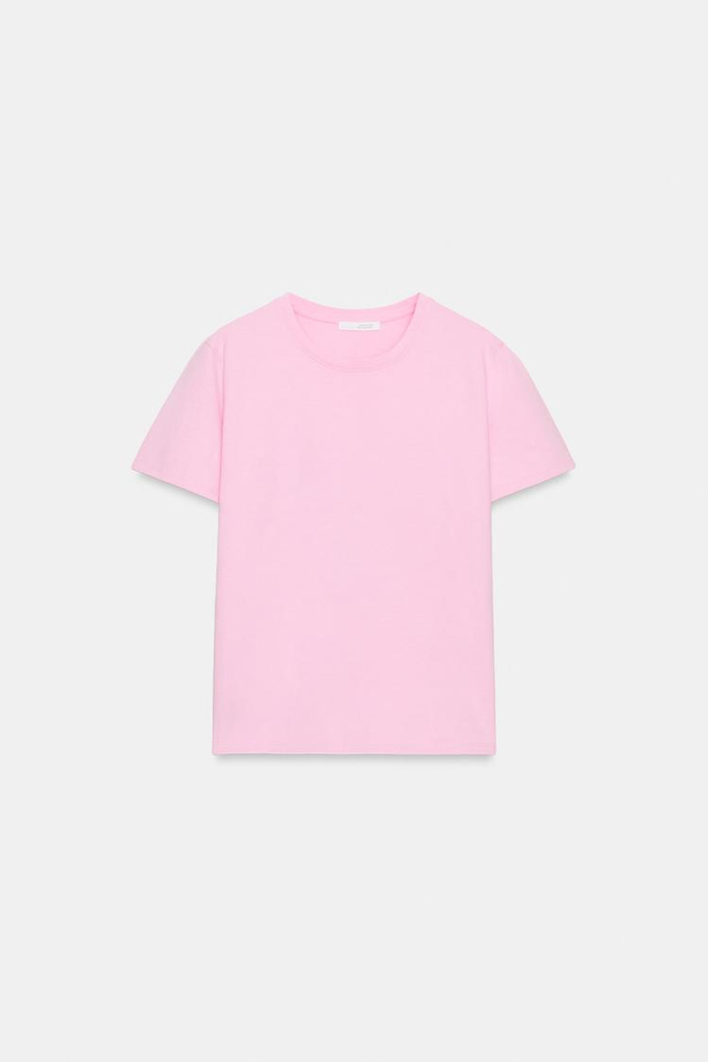ZARA ХЛОПКОВАЯ ФУТБОЛКА В СТИЛЕ РУСТИК, РОЗОВЫЙ
