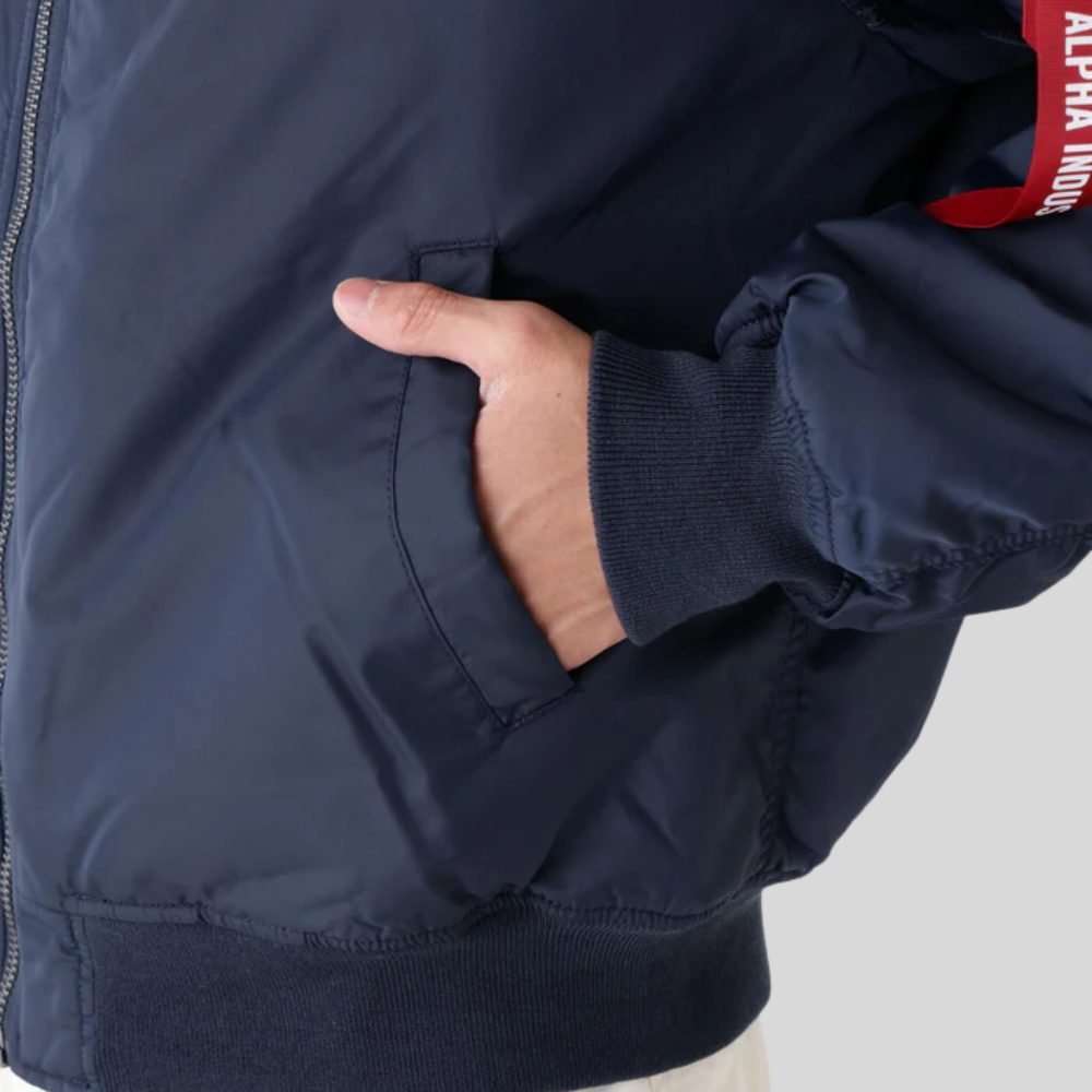 Бомбер Alpha Industries MA-1 Hooded Logo Oxford Replica Blue (Синий)