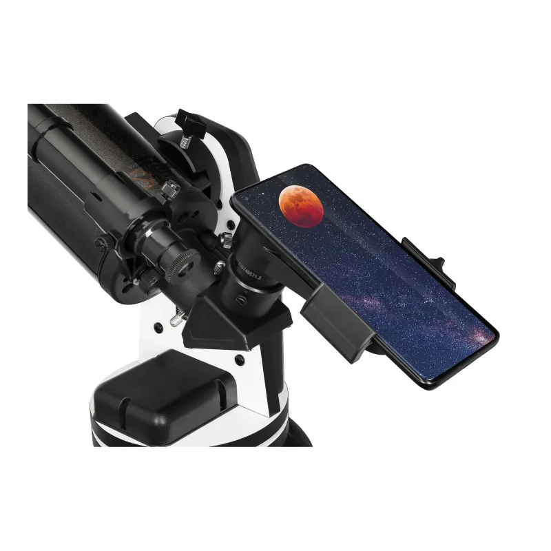 Телескоп Sky-Watcher MAK 70 mini Virtuoso GTi, настольный - смартфон, закрепленный на окулярном узле