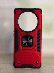 Противоударный чехол для Honor X9A красный с пластиной для магнитного автодержателя и кольцом подставкой Противоударный чехол для Honor X9A красный с пластиной для магнитного автодержателя и кольцом подставкой
