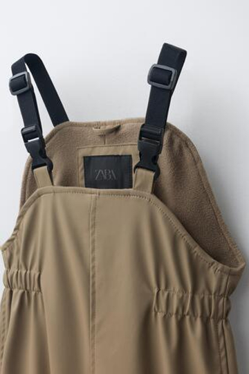 ZARA ПРОРЕЗИНЕННЫЙ КОМБИНЕЗОН WATER RESISTANT, СЕРОВАТО-КОРИЧНЕВЫЙ