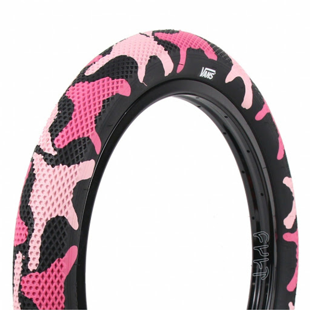 BMX Покрышка Cult x Vans Pink Camo сталь 2,40" 65psi (розовый камуфляж / черный) арт: 05-TIRE-CV-2.4