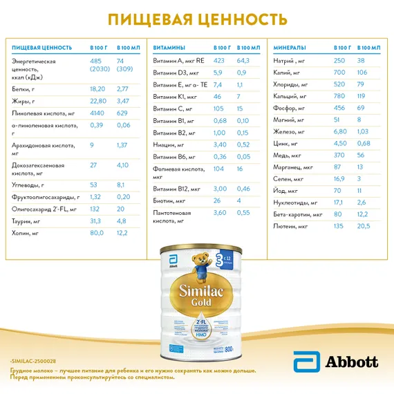 Молочко Similac Голд 3 800г с 12месяцев