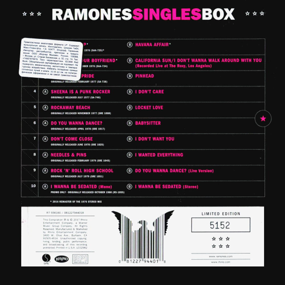 Ramones / Singles Box (10x7" Vinyl Single)