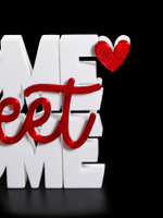 Табличка интерьерная "HOME, sweet HOME ", Дом, милый дом, 20х11 см, 3D печать, красно-белый