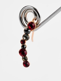 Серьги-клаймберы Млечный путь с красными кристаллами Swarovski