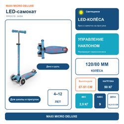 Самокат Maxi Micro Deluxe Аква LED
