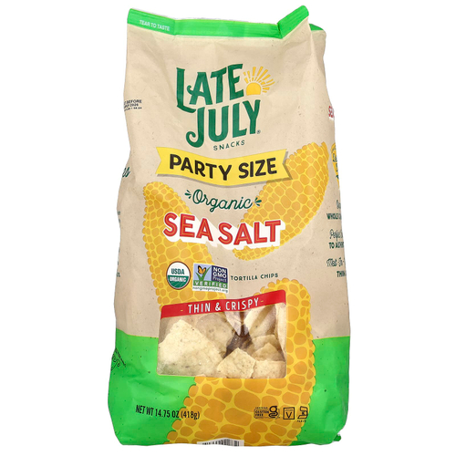 Late July, Organic Tortilla Chips, Thin & Crispy, Sea Salt, 14.75 oz (418 g)