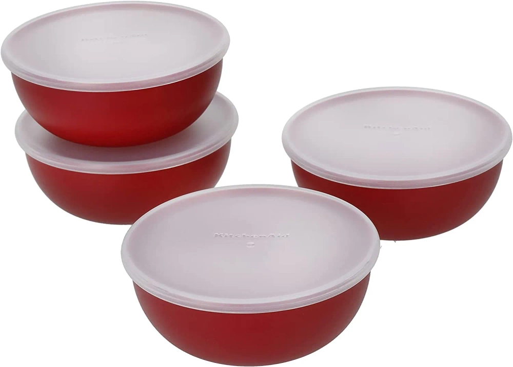 KitchenAid Набор из 4 мисок с крышками Universal 8,5х3,5см, красный ампир KQG177BXERE