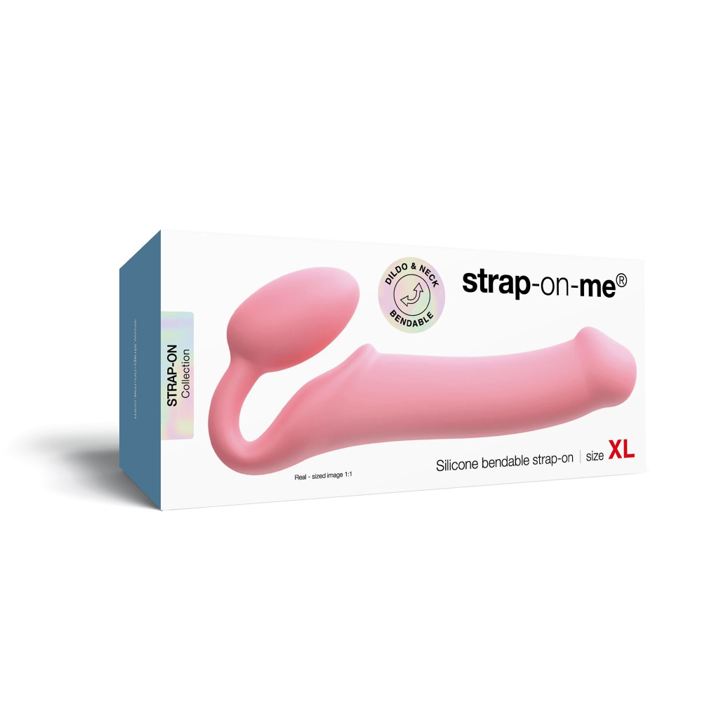 Розовый безремневой страпон Strap-on-me Semi-Realistic Bendable Strap-On size XL (Цвет: розовый)