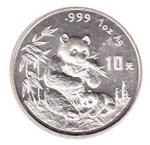 10 юаней 1996 Панда. Китай. Серебро