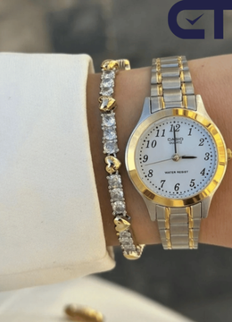Casio LTP-1128G-7B — женские классические часы на стальном браслете