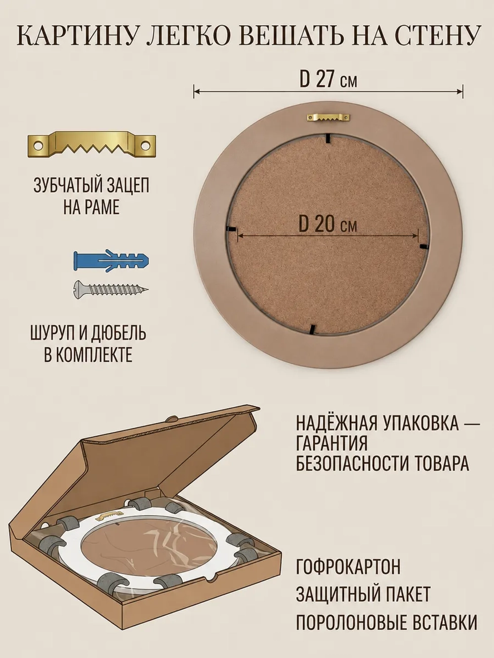 Картина на стену интерьерная на холсте 27 см