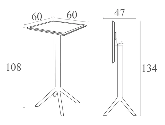 Стол пластиковый барный складной Sky Folding 60х60 черный
