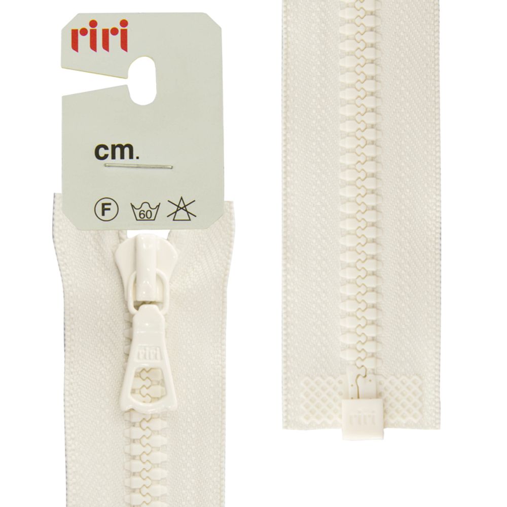 Молния трактор RIRI Т6 (6 мм) 1 зам., разъем., 70 см, цв.2111, бело-бежевый св., 1 шт