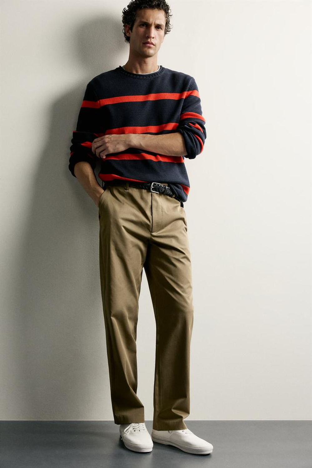 ZARA БРЮКИ STRAIGHT LEG, ХАКИ