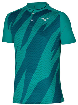 Мужское теннисное поло Mizuno Shadow Polo - Бирюзовый