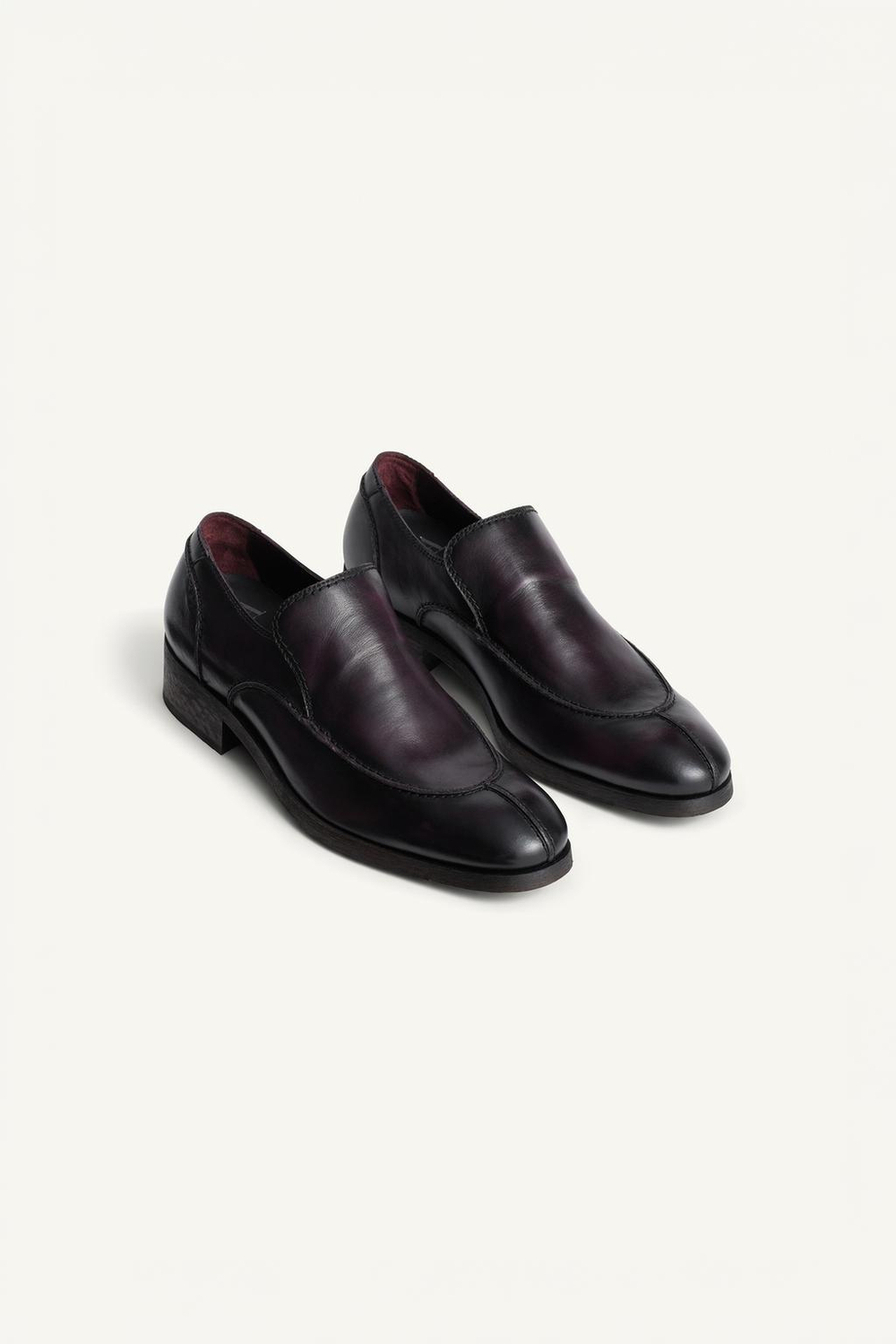 ZARA ЭЛЕГАНТНЫЕ КОЖАНЫЕ МОКАСИНЫ, ФИОЛЕТОВЫЙ