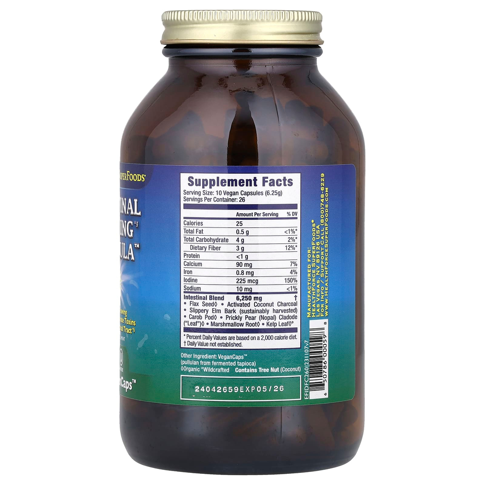 HealthForce Superfoods, Средство для вытягивания кишечника, 260 веганских капсул
