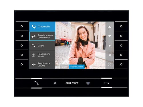 FUTURA IP BK - Абонентское IP-устройство hands-free с цветным 7" дисплеем, сенсорными клавишами и питанием PoE, цвет чёрный лак