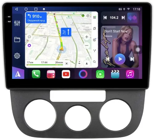 Магнитола для Volkswagen Jetta 5 2005-2010 (кондиционер) - FarCar S500-TS18 монитор 10.36" QLED на Android 14, CarPlay, 4G SIM-слот