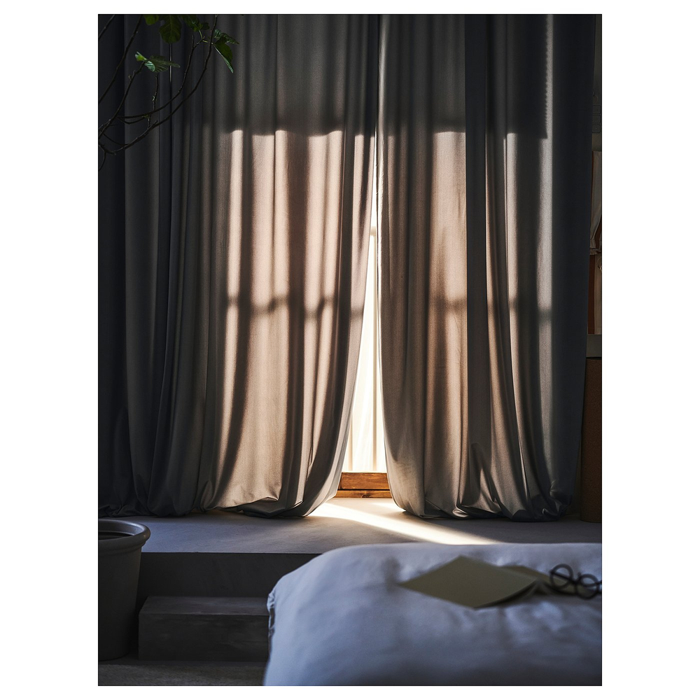 IKEA SANDSVINGEL  (ИКЕА САНДСВИНГЕЛ)  -  Штора, 2 шт. - серый/на ленте 135х300 см